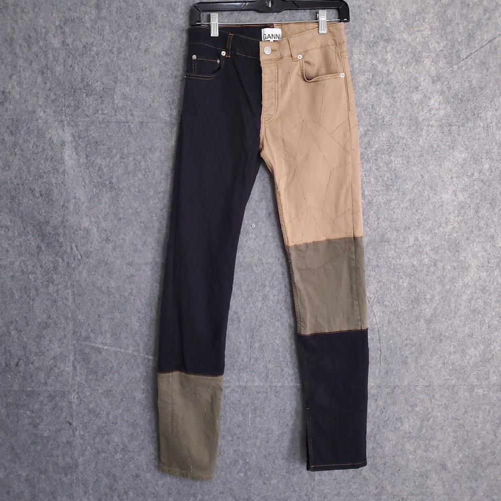 GANNI Jeans Womens 26 Mid Rise Straight Leg Button Fly Slip Pockets Distressed